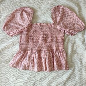 French Connection 100% cotton top pink and white flowers